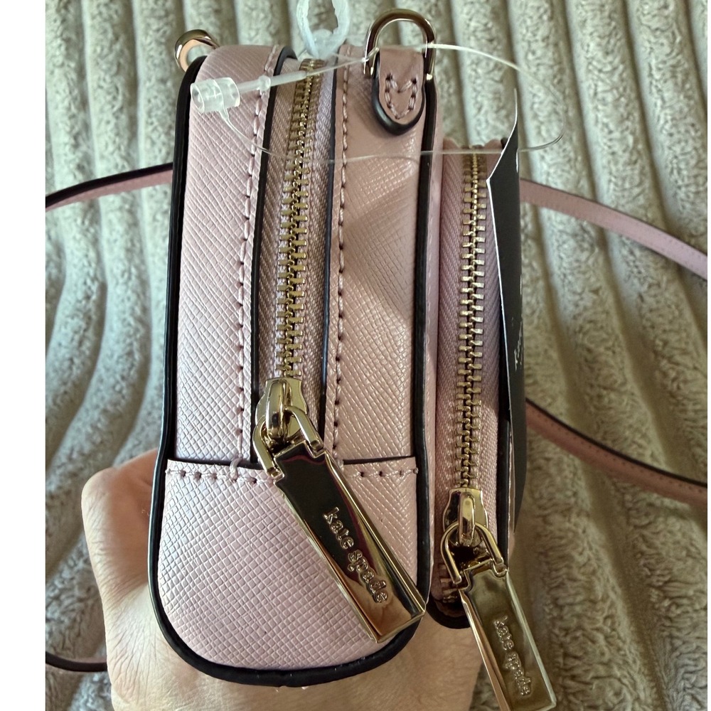Kate Spade Staci Dual Zip Crossbody Bag Tutu Pink Saffiano Leather KG036 - Picture 8 of 15